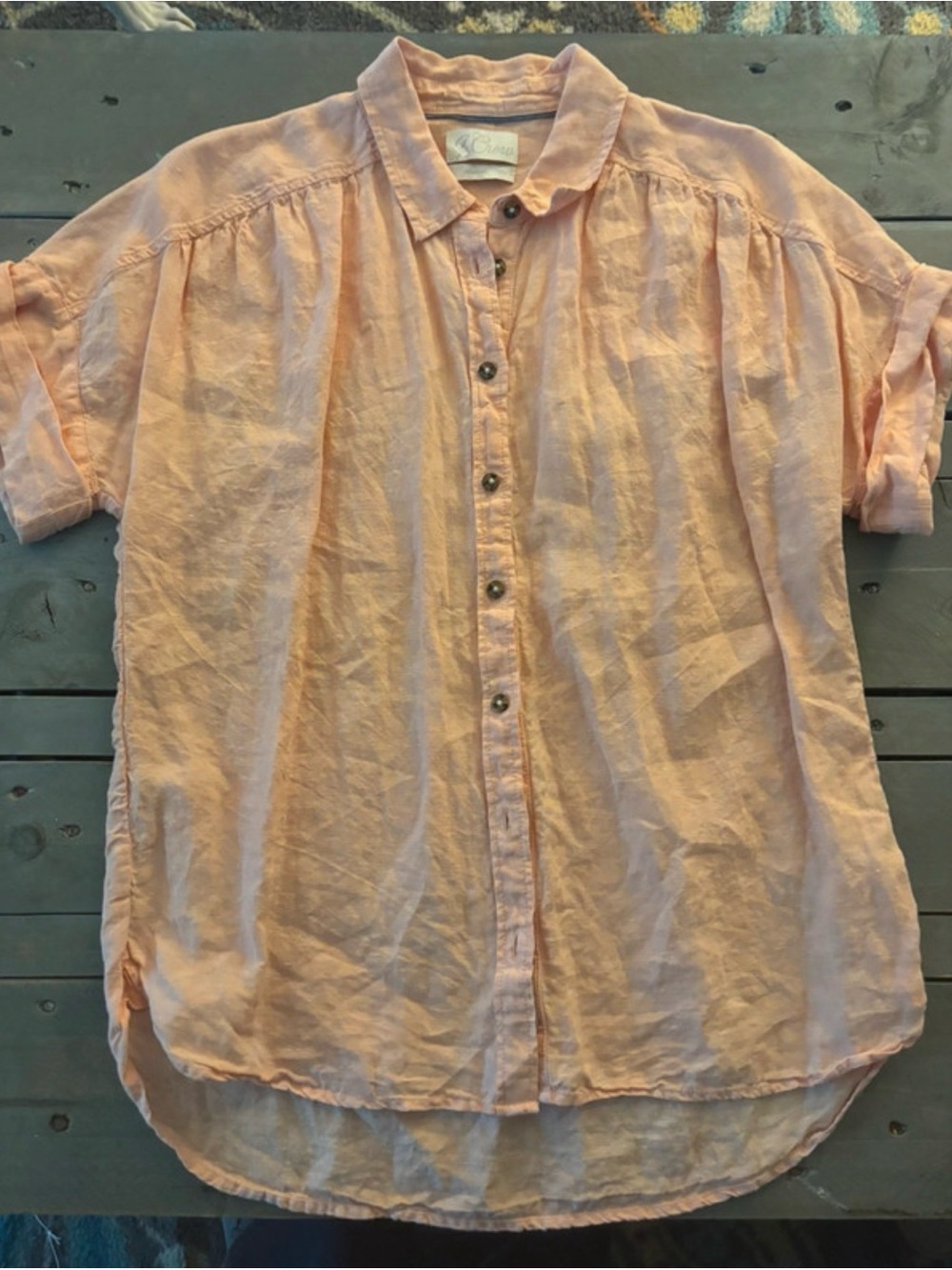 Baird McNutt Irish Linen for J Crew Peach Top